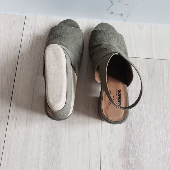 Sonoma Open Toe Block Heels Women 8.5 Army Green Shoes Stonefish Ankle Boots - Picture 8 of 9